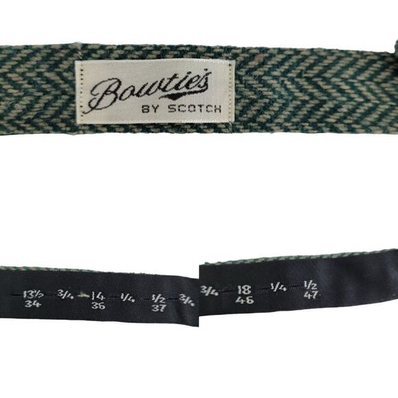 Vintage 70's Bowtie's by Scotch Bowtie Unisex Green Twill Herringbone Chevron - Picture 2 of 9